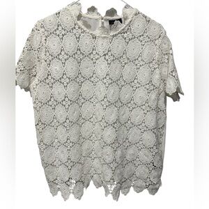 Who What Wear White Lace Blouse